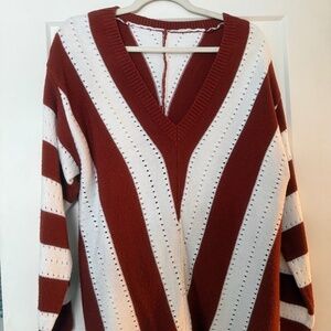 Striped V neck sweater